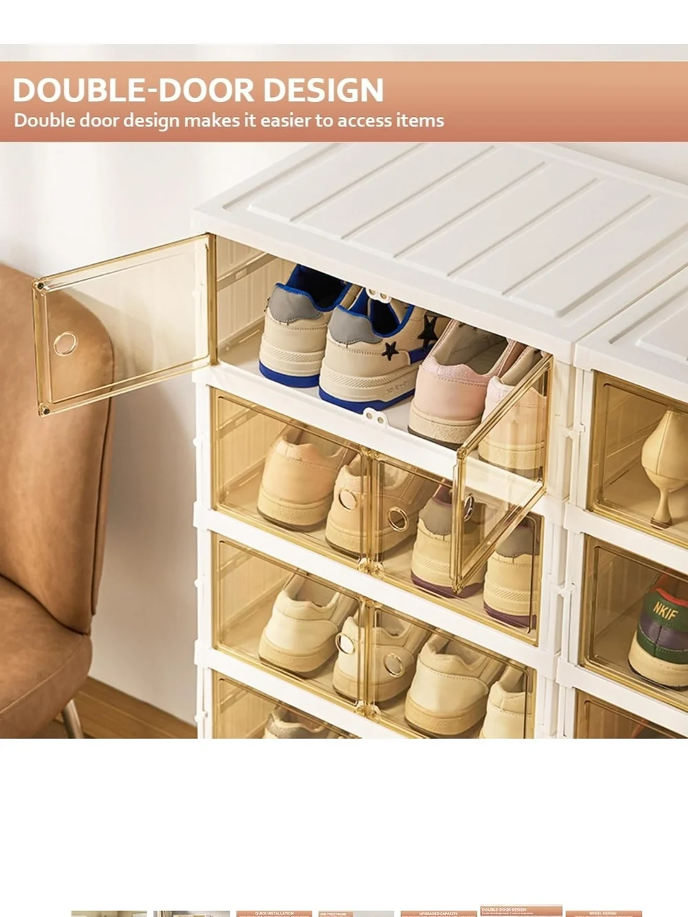 SYNCVIBE Collapsible Shoe Rack Organizer, 9 Tiers, 36 Pairs, 34.2